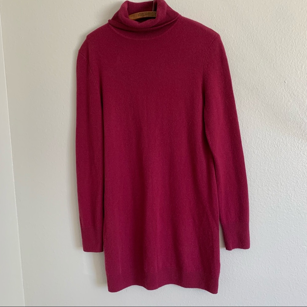 Equipment Femme Magenta Turtleneck Cashmere Sweater Dress sz M